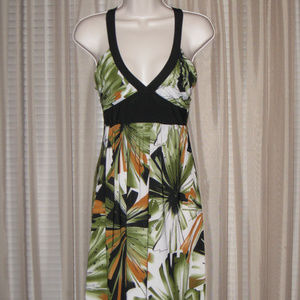 V-Neck Green Black Summer Cute Dress